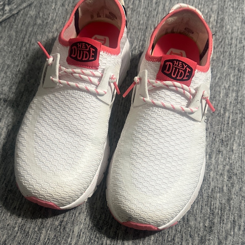Hey Dude girls White and Pink Sneakers